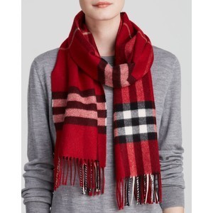 Burberry Exploded Giant Check Cashmere Scarf-Red
