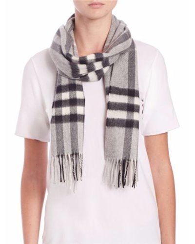 Burberry Exploded Giant Check Cashmere Scarf-Gray