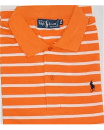 Ralph Lauren Stripe Polo Shirt Orange/white Stripe