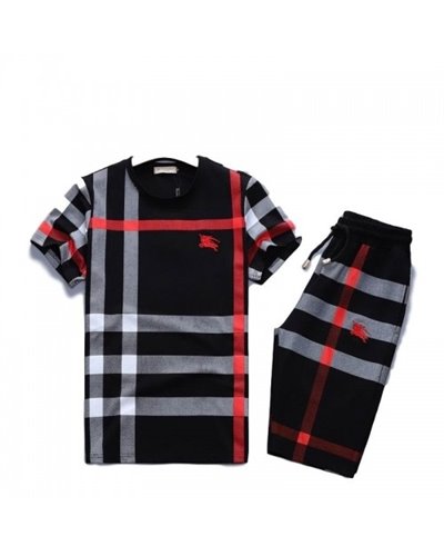 Burberry Men's Crew Neck Check Graphic C T-Shirt & Short Set