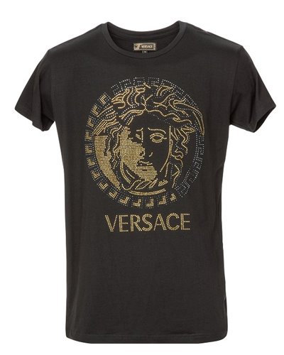 Versace Embellished Medusa Logo T-Shirt Black