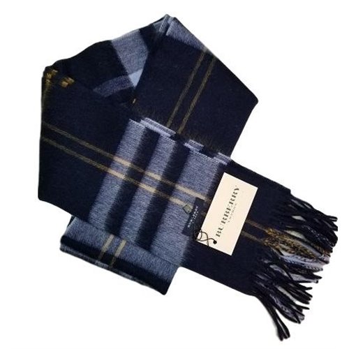 Burberry Exploded Giant Check Cashmere Scarf-Navy