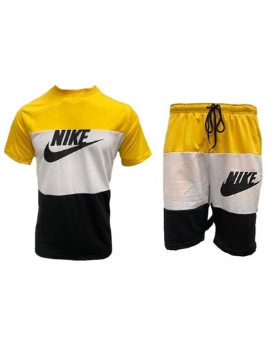 Nike Men's Crewneck Top & Short Set Yellow