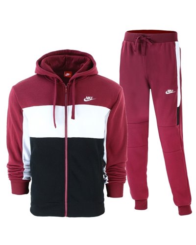 Nike Sportswear Club Fleece Zip  Hoodie & Pants Set Burgundy
