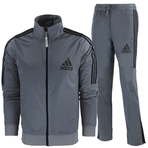 Adidas 3-Stripe Tricoat Track Set Jacket & Pants Gray