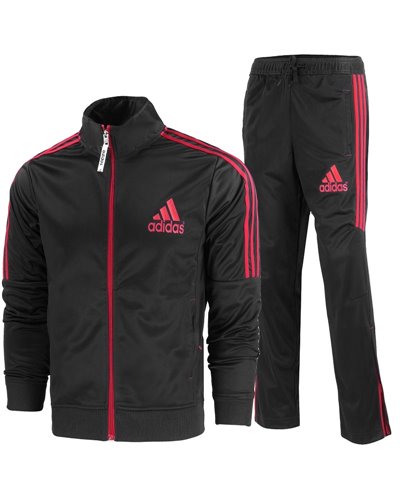 Adidas 3-Stripe Track Set Jacket & Pants Black/Red
