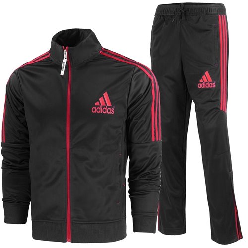 Adidas 3-Stripe Track Set Jacket & Pants Black/Red