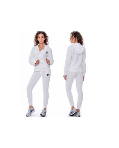 Nike Sportswear Club Fleece Women's Full Zip Hoodie & Pants Set White