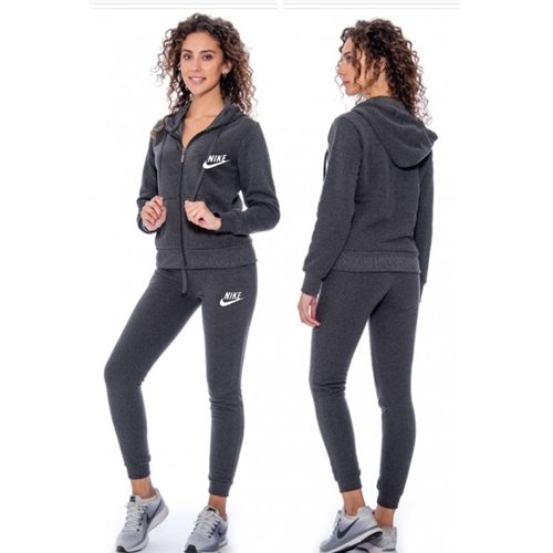 Nike Sportswear Club Fleece Women's Full Zip Hoodie & Pants Set Charcoal