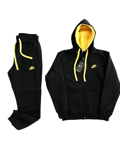 Nike Sportswear Club Fleece Zip Hoodie & Pants Set Black/Yellow