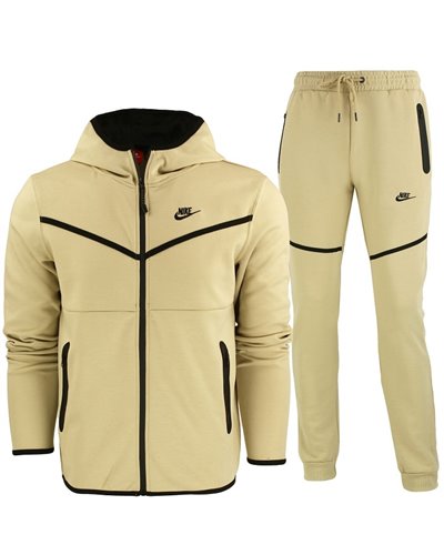 Nike Tech Fleece Full-Zip Hoodie & Pants 2 Pc Set  Taupe/Black