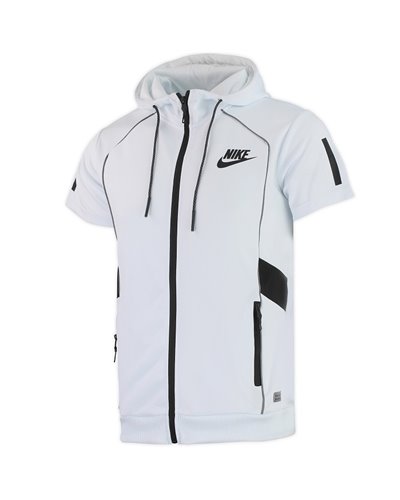 Nike Men's Tech Short-Sleeve Full Zip Hoodie & Short Set White