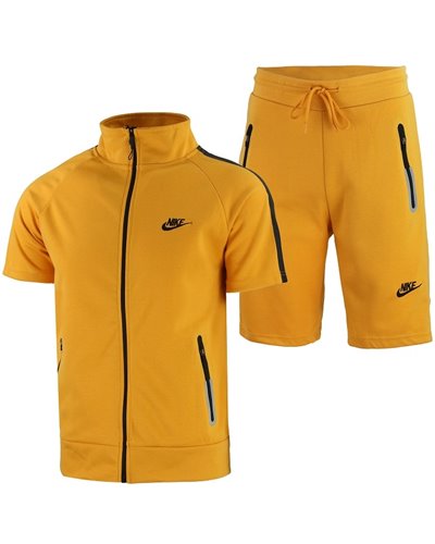 Nike Men's Tech Short-Sleeve Full Zip Hoodie & Short Set Timber