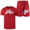 Nike Men's Just Do It Crewneck  Top & Short Set Burgundy
