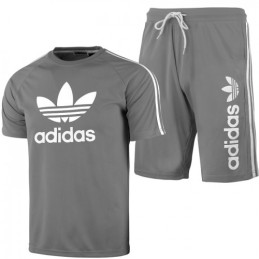 Adidas Men's 3-Stripes  Shorts & Tee Shirt Set Final Sale