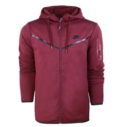 Nike Men's Tech  Fleece Zip Hoodie & 2 Pc Pants Set Burgundy