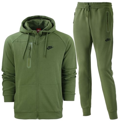 Nike Men's Tech  Fleece Zip Hoodie & Pants Set Olive