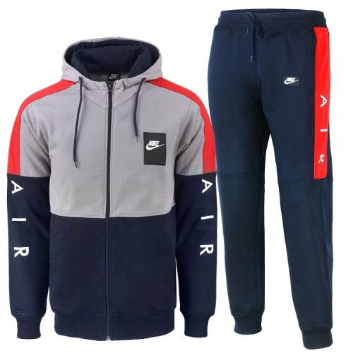 Nike Patch Sportswear Club Fleece Colorblock  Zip  Hoodie & Pants Set