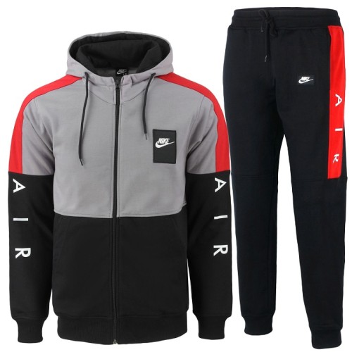 Nike Patch Sportswear Club Fleece Colorblock Zip Hoodie & Pants Set
