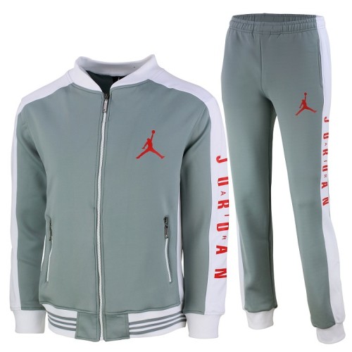 Nike Jordan Men's Cotton Zip Jacket & Pants Set Gray