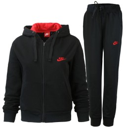 Nike Women's Sportswear Colorblock Fleece Hoodie & Pants 2 Pc Set Black/Red