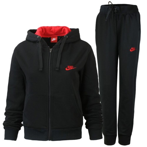 Nike Women's Sportswear Colorblock Fleece Hoodie & Pants 2 Pc Set Black/Red