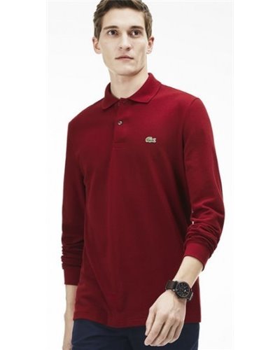 Lacoste Long Sleeve Pique Polo Shirt Burgundy
