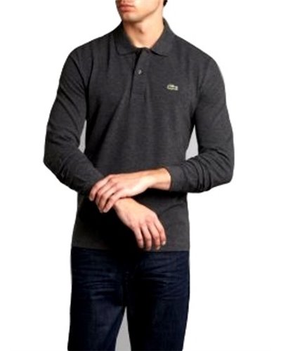 Lacoste Long Sleeve Pique Polo Shirt Charcoal Grey