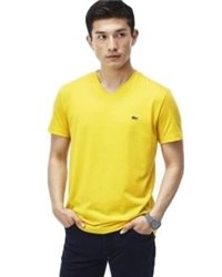Lacoste Men's Pima Cotton V-Neck T-Shirt Yellow