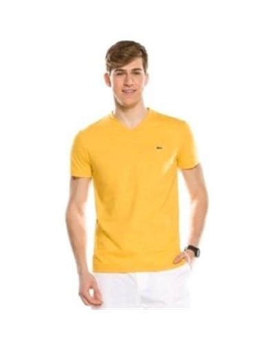 Lacoste Men's Pima Cotton V-Neck T-Shirt  Orange