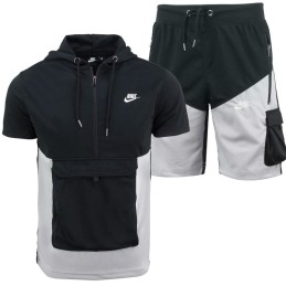 Nike Men's Tech Short-Sleeve Full Zip Cargo Hoodie & Short Set