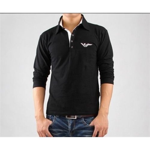 Armani Long Sleeve Polo Shirt Black