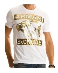 Armani Men's Tee Shirt In Silver AX  White