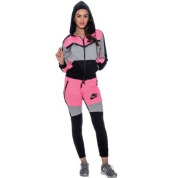 Nike Womens Essential Colorblock Full-Zip Fleece Hoodie & Pants Set