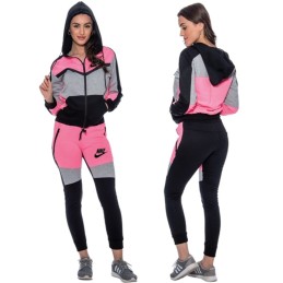 Nike Womens Essential Colorblock Full-Zip Fleece Hoodie & Pants Set