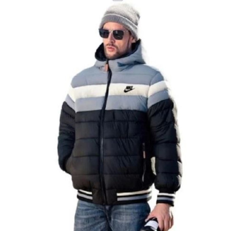 Nike Men's Quilted Color Blocked Hooded Puffer Windrunner Jacket