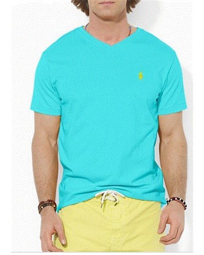 Ralph Lauren Men's  V Neck T Shirt Turquoise