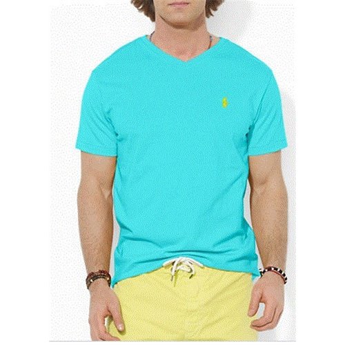 Ralph Lauren Men's  V Neck T Shirt Turquoise