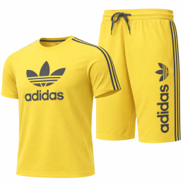 Adidas Men's 3-Stripes  Shorts & Tee Shirt Set Final Sale