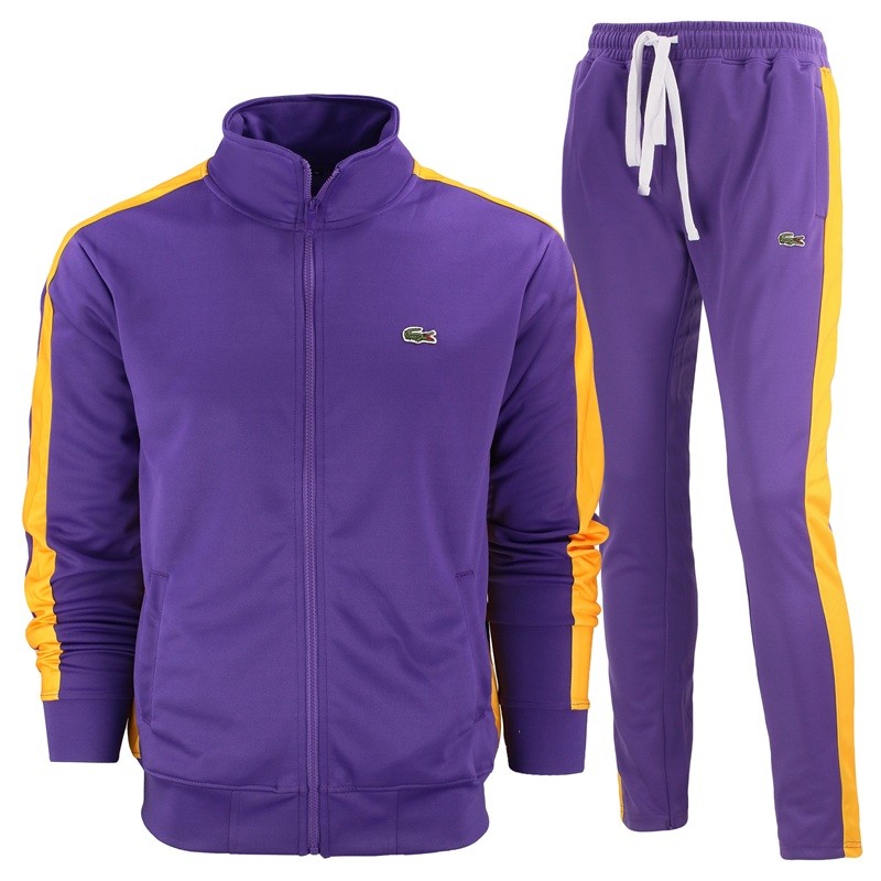 Lacoste Men's Sport Color-Blocked Track Suit Purple/yellow