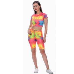 Nike Women's Tye Dye High-Waisted Biker Shorts & Tee Shirt