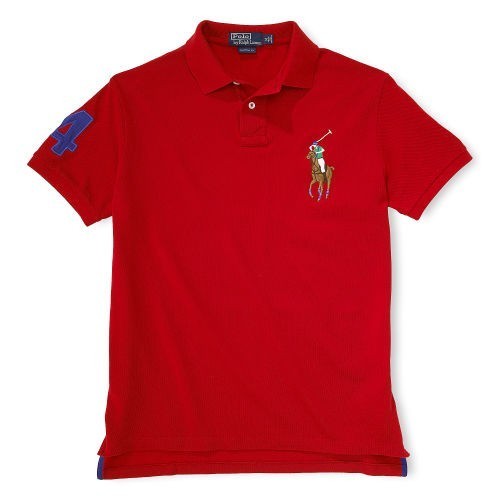Ralph Lauren Multicolor Big Pony Short Sleeve Polo Shirt (Red)