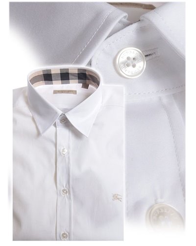 Burberry Britt Men's Long Sleeve Check Inner Collar  White