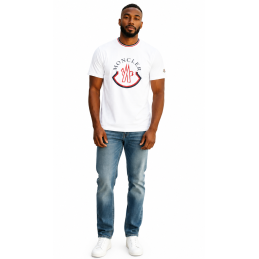 Moncler White Crew Neck  Logo Patch T-Shirt Closing Out