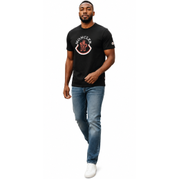Moncler White Crew Neck  Logo Patch T-Shirt Closing Out