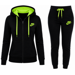 Nike Womens Essential Full-Zip Fleece Hoodie & Pants Set Black