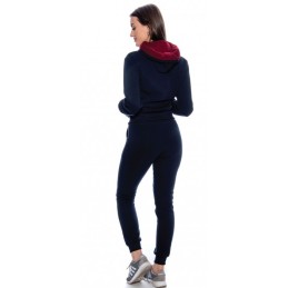 Nike Womens Essential Colorblock Full-Zip Fleece Hoodie & Pants Set Navy