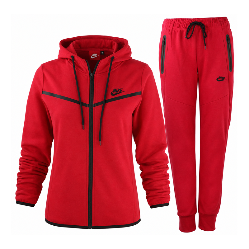 Nike Sportswear Tech Fleece Windrunner Women's Full-Zip Hoodie & Pants Set Red