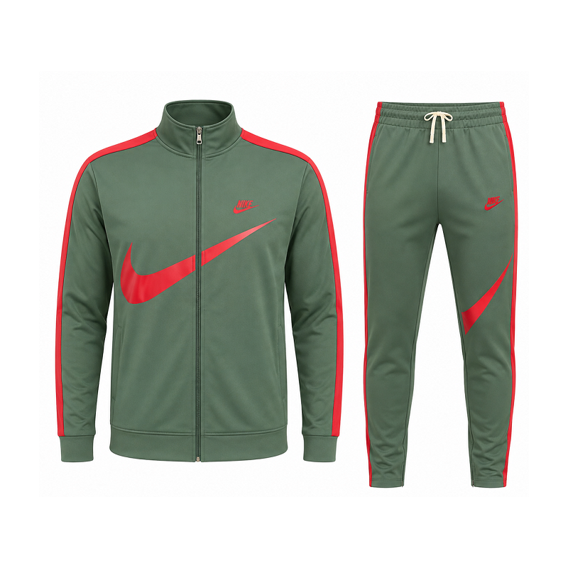 Nike Sportswear Swoosh  2 Piece Tracksuit Green/Red