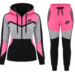 Nike Womens Essential Colorblock Full-Zip Fleece Hoodie & Pants Set